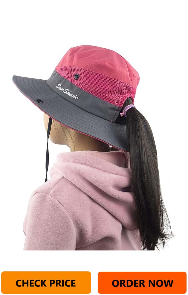 Kids Girls Ponytail Sun Hat Wide Brim Cap