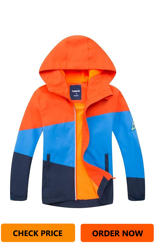 M2C Boys Girls Hooded Color Block Waterproof Jacket