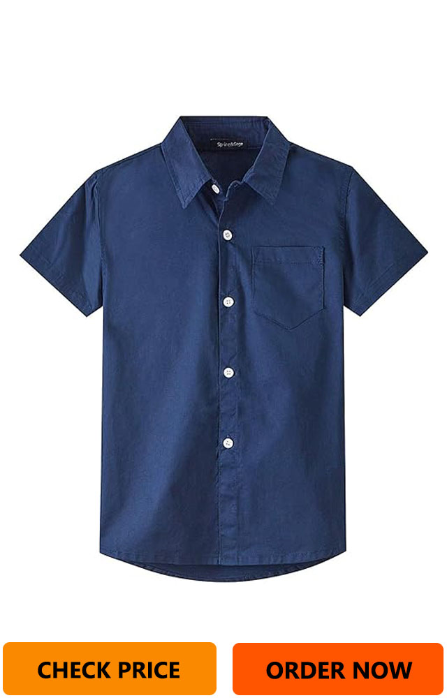 Spring&Gege Boy Short Sleeve Dress Shirts