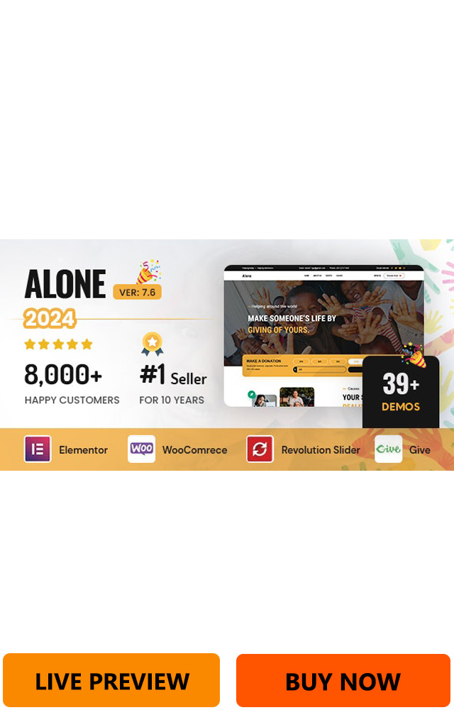 Alone Charity Multipurpose Non profit WordPress Theme